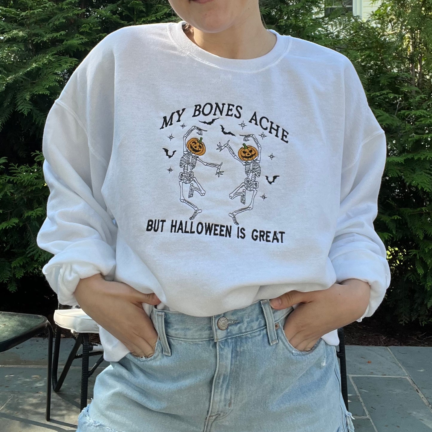 PRE-ORDER My Bones Ache but Halloween is Great Embroidered Crewneck Sweatshirt