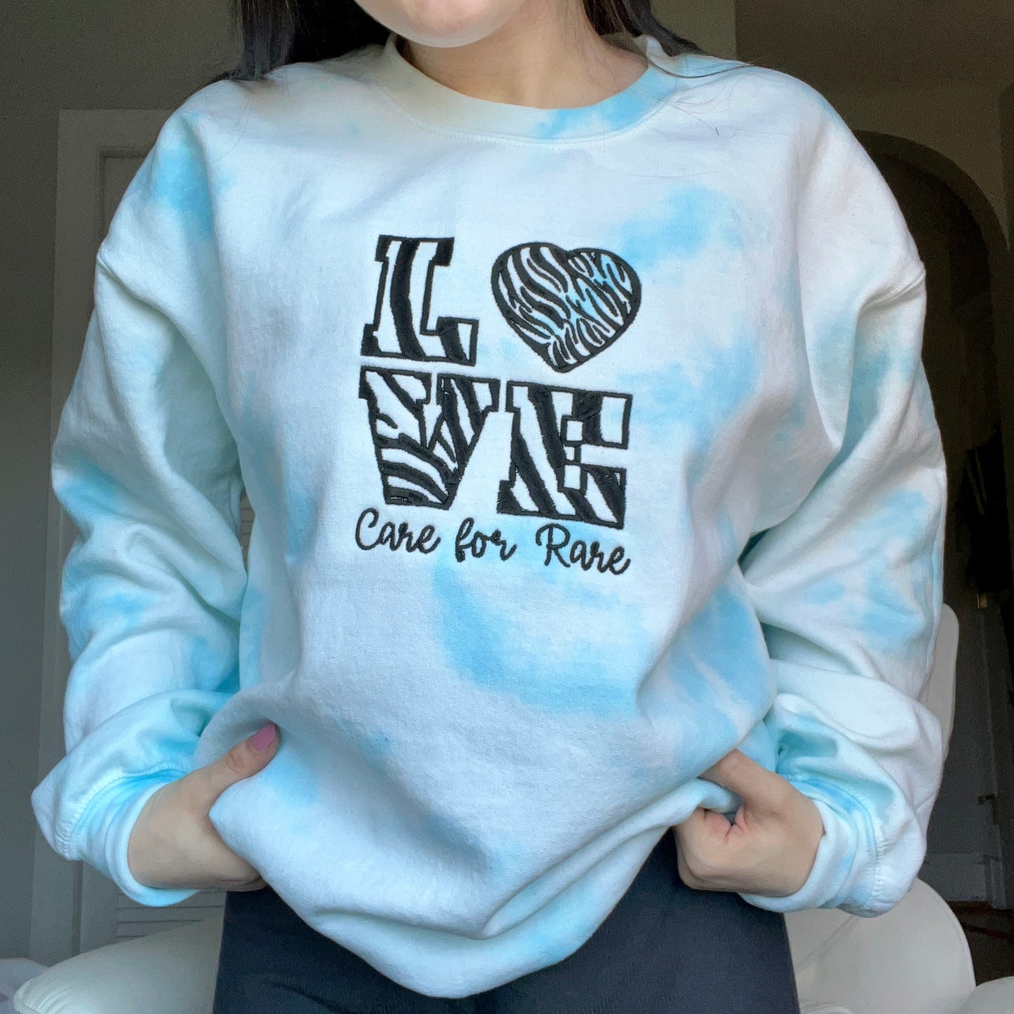 Care For Rare Embroidered Tie Dye Crewneck Sweatshirt