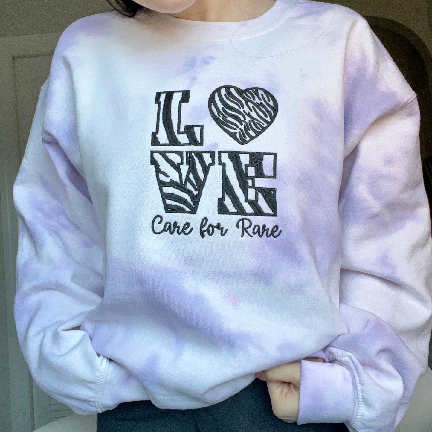 Care For Rare Embroidered Tie Dye Crewneck Sweatshirt
