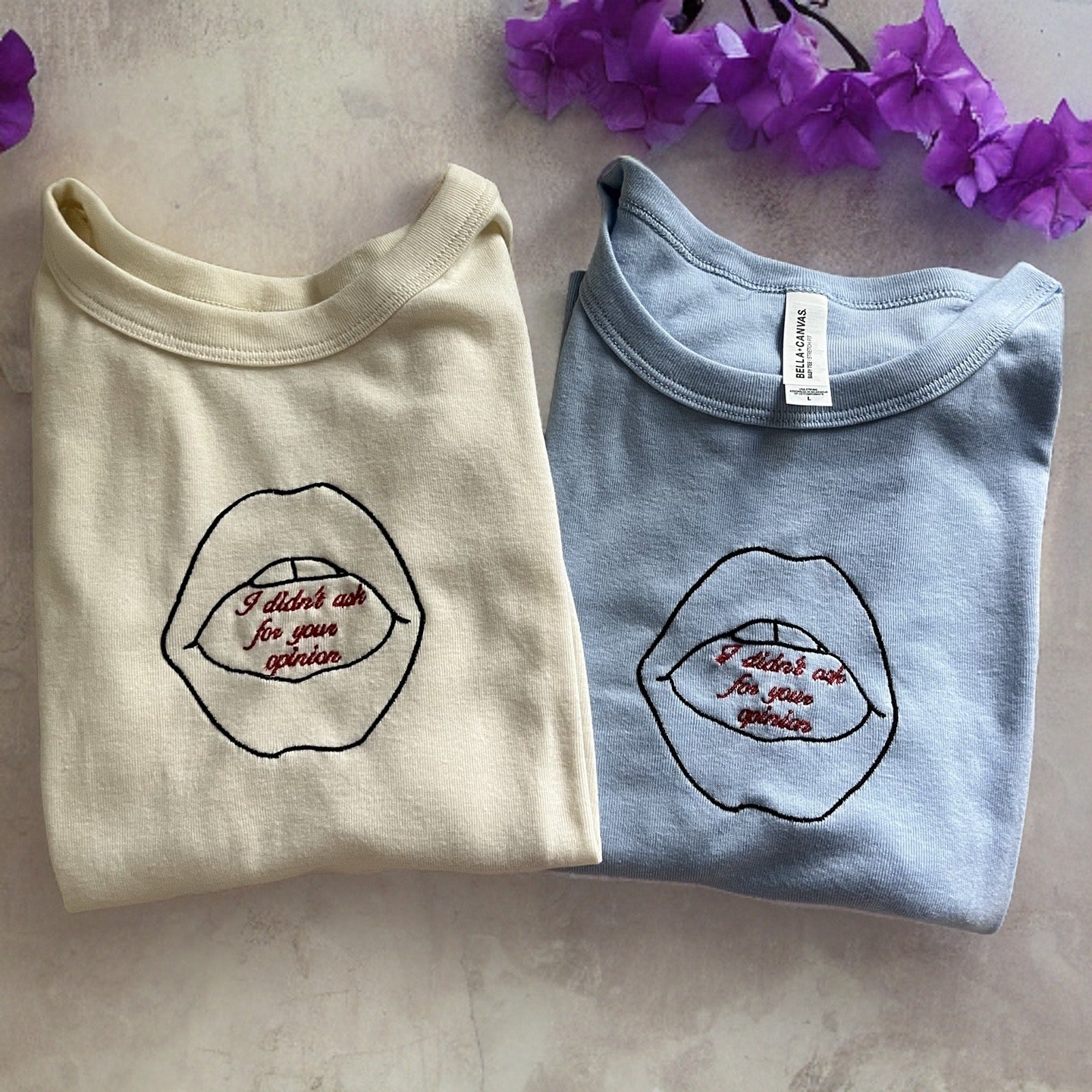 I Didn’t Ask for Your Opinion Embroidered Micro Ribbed Baby Tee