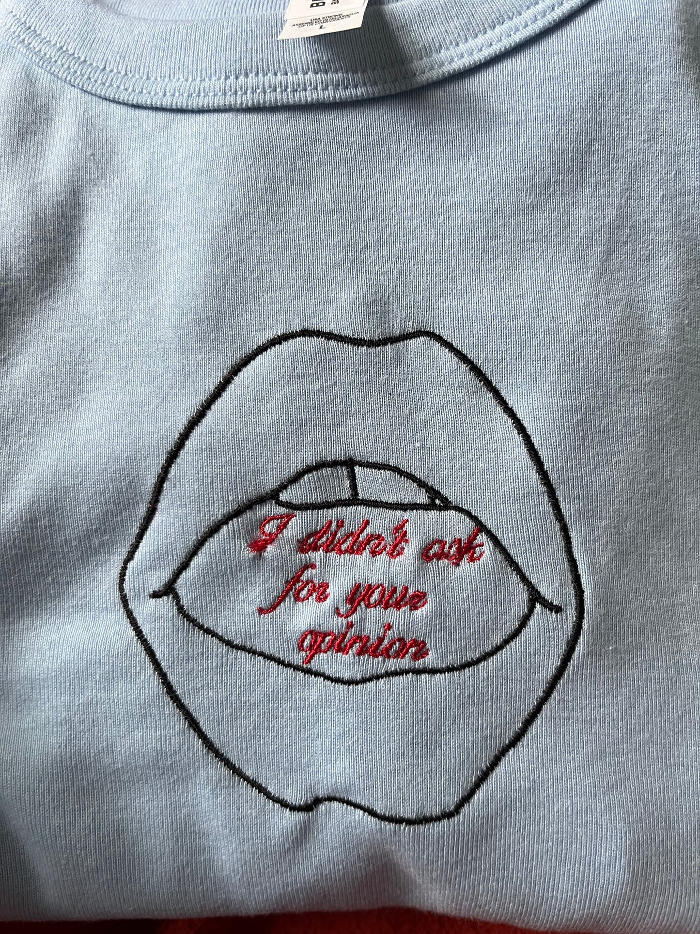I Didn’t Ask for Your Opinion Embroidered Micro Ribbed Baby Tee