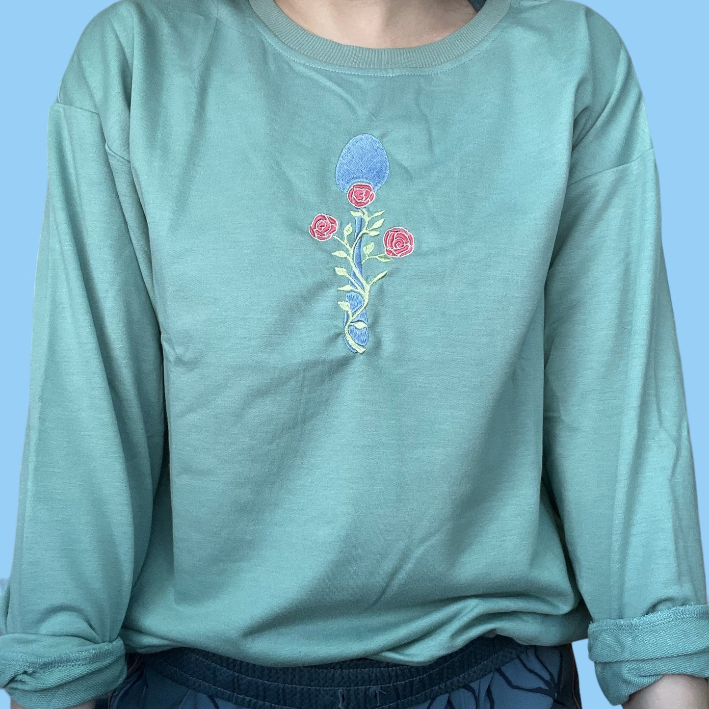 Embroidered Floral Crewneck S/M