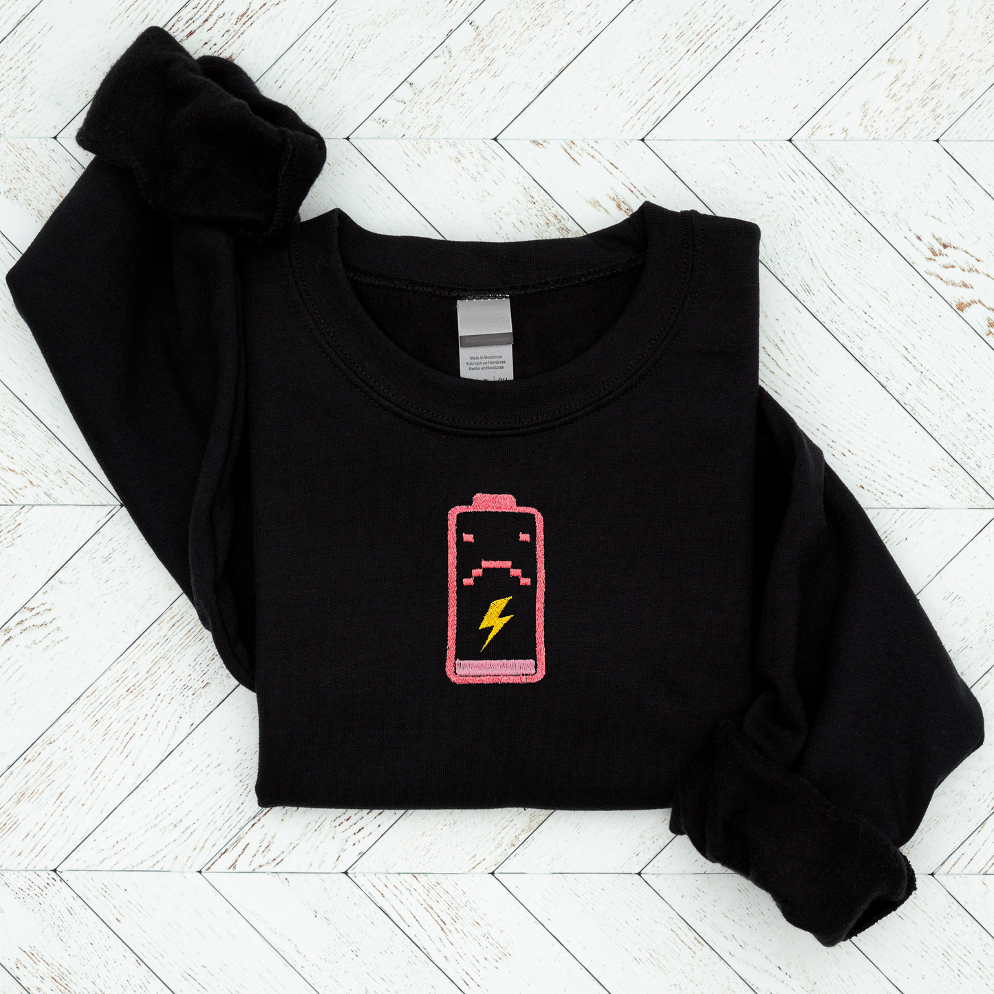 NEW! Low Battery Embroidered Crewneck Sweatshirt