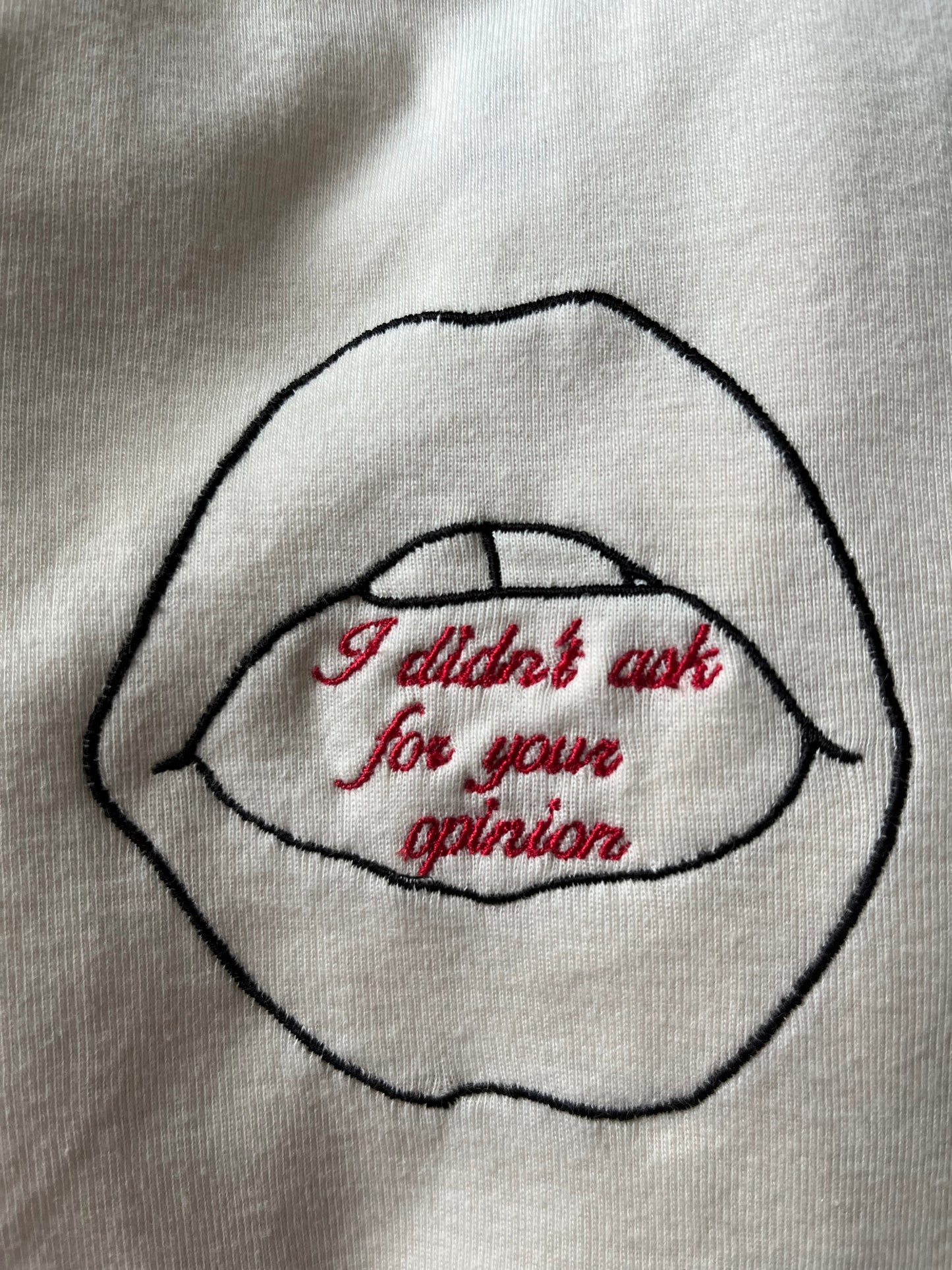 I Didn’t Ask for Your Opinion Embroidered Micro Ribbed Baby Tee